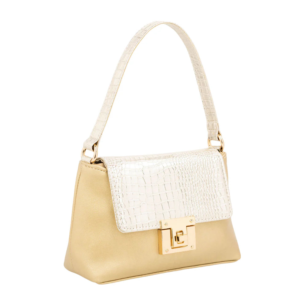 Classic Golden Two-Tone Clutch